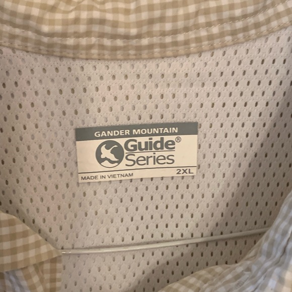 Gander Mountain Guide Series Mens 2xl shirt, short sleeve vented, beige checked - Picture 2 of 4